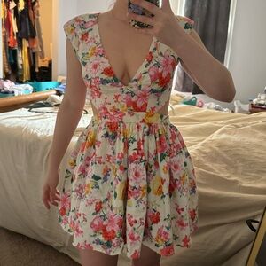 Mustard Seed floral V neck sundress with cutouts